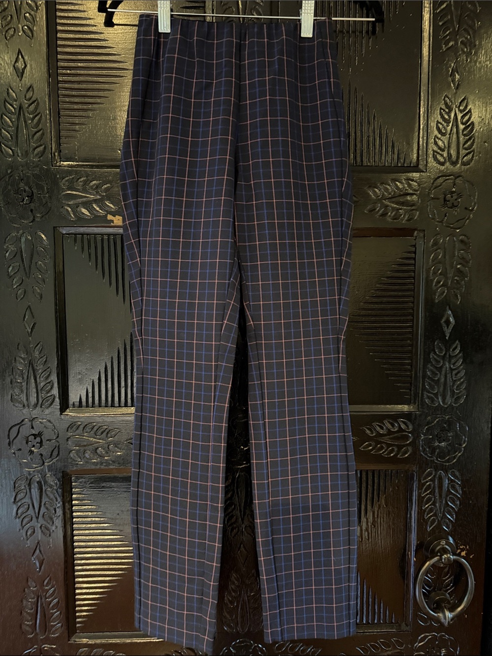 rag & bone Navy Plaid Straight-Leg Trousers